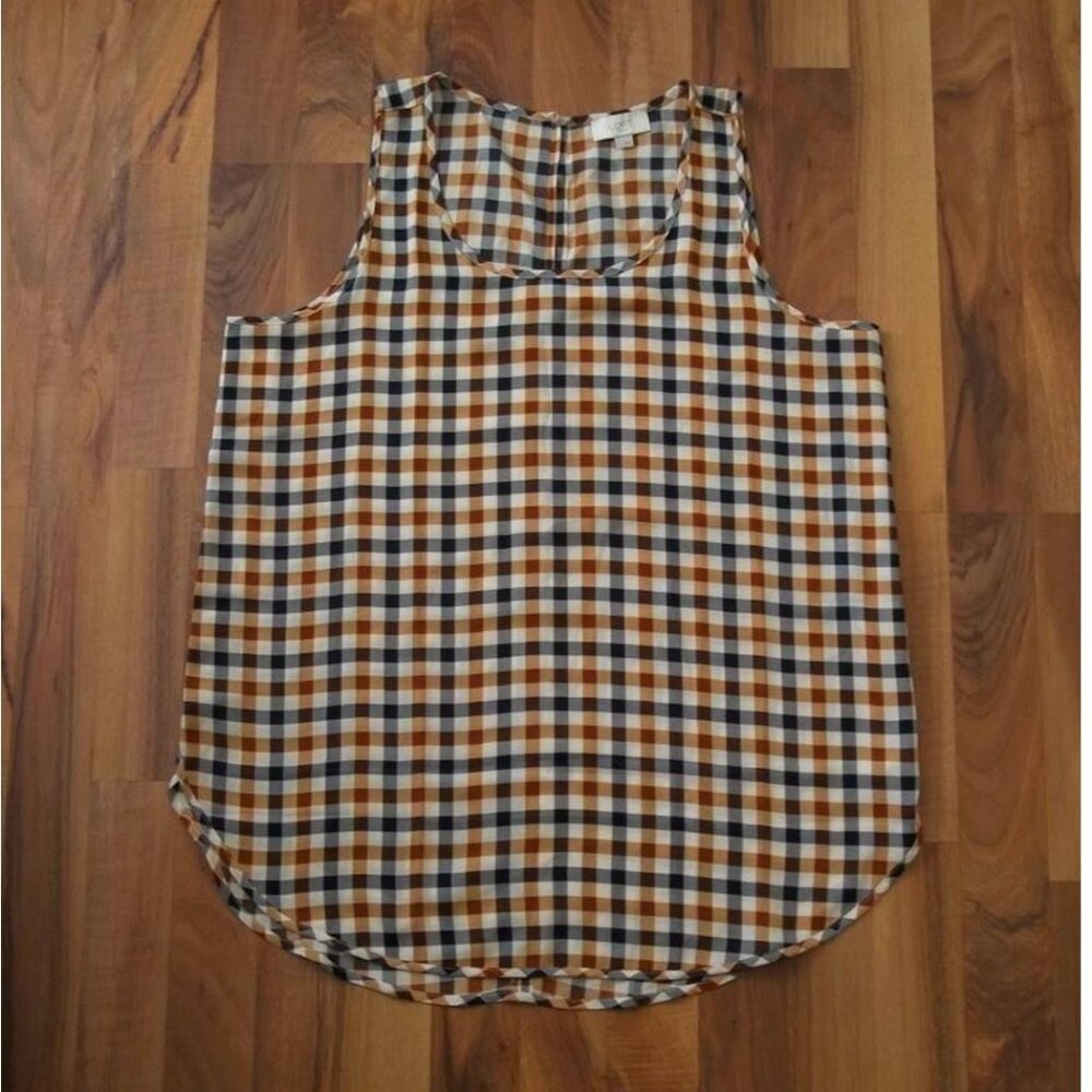 Ann Taylor LOFT Outlet® Checkered Sleeveless Casual Top Size Large